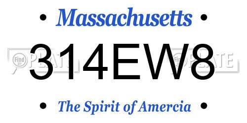 314EW8 Massachusetts License Plate