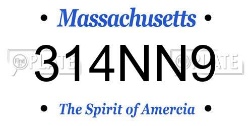 314NN9 Massachusetts License Plate
