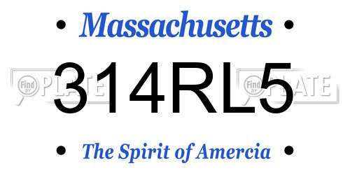 314RL5 Massachusetts License Plate