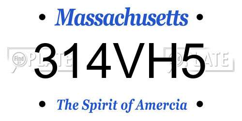 314VH5 Massachusetts License Plate