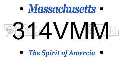314VMM Massachusetts License Plate