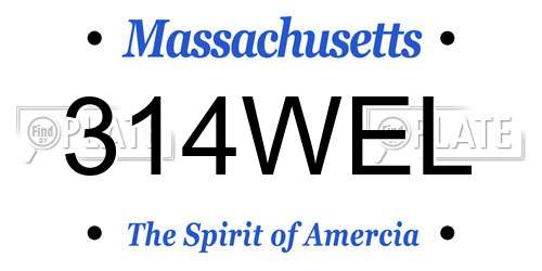 314WEL Massachusetts License Plate