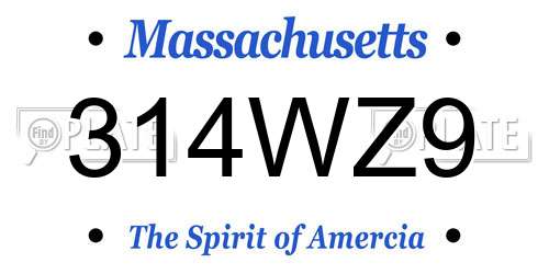 314WZ9 Massachusetts License Plate