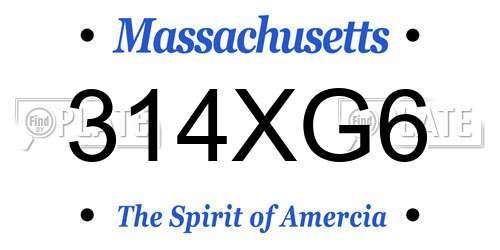 314XG6 Massachusetts License Plate