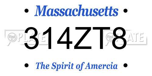 314ZT8 Massachusetts License Plate