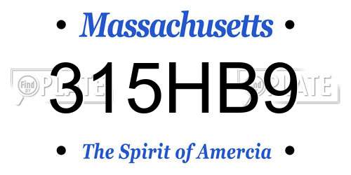 315HB9 Massachusetts License Plate