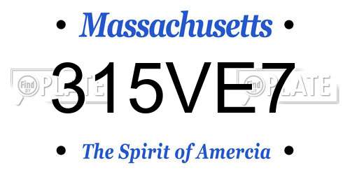315VE7 Massachusetts License Plate