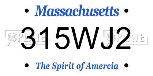 315WJ2 Massachusetts License Plate