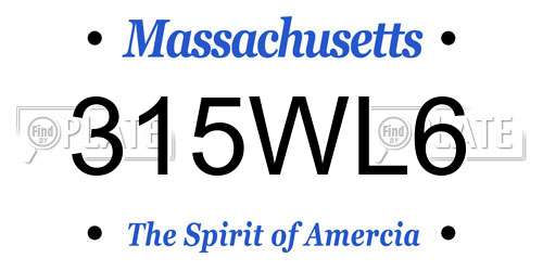 315WL6 Massachusetts License Plate