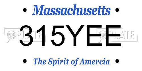 315YEE Massachusetts License Plate
