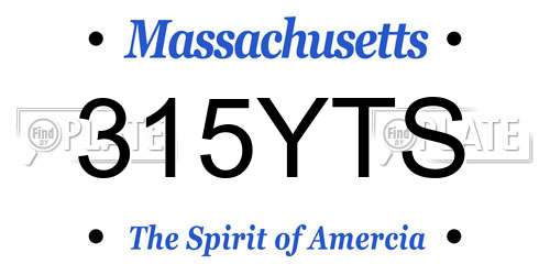 315YTS Massachusetts License Plate