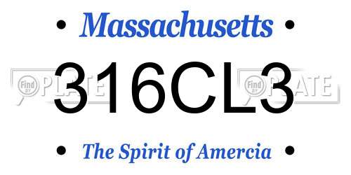 316CL3 Massachusetts License Plate