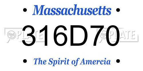 316D70 Massachusetts License Plate