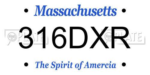 316DXR Massachusetts License Plate