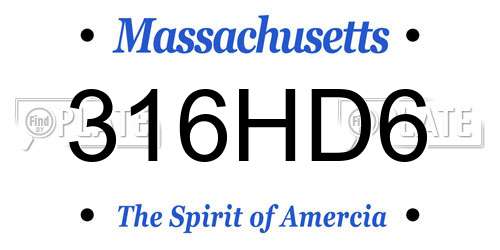 316HD6 Massachusetts License Plate