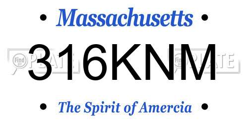 316KNM Massachusetts License Plate
