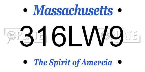 316LW9 Massachusetts License Plate