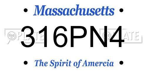 316PN4 Massachusetts License Plate