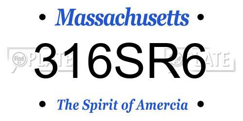 316SR6 Massachusetts License Plate