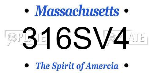 316SV4 Massachusetts License Plate