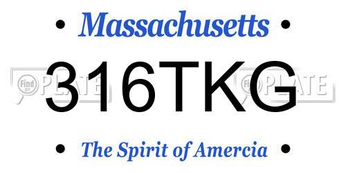 316TKG Massachusetts License Plate