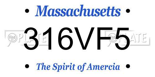 316VF5 Massachusetts License Plate