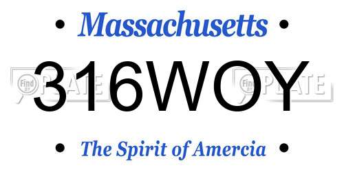 316WOY Massachusetts License Plate