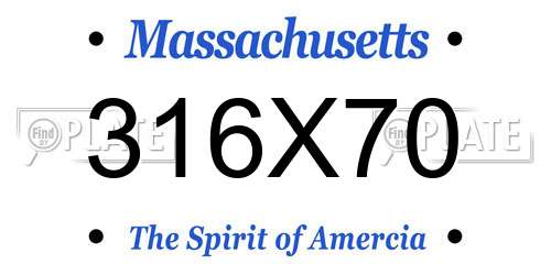 316X70 Massachusetts License Plate