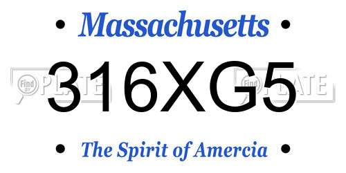 316XG5 Massachusetts License Plate