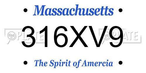 316XV9 Massachusetts License Plate