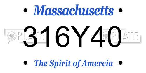 316Y40 Massachusetts License Plate
