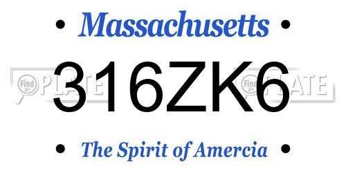 316ZK6 Massachusetts License Plate