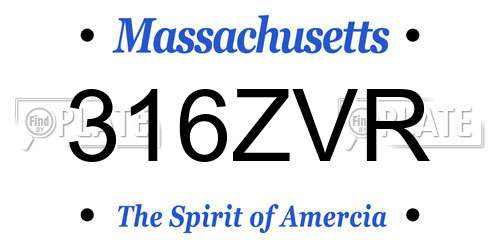 316ZVR Massachusetts License Plate
