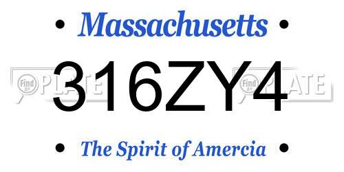 316ZY4 Massachusetts License Plate