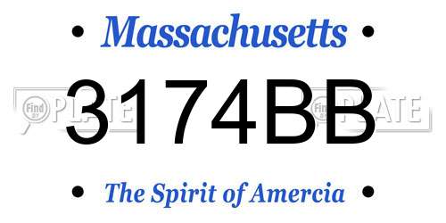 3174BB Massachusetts License Plate