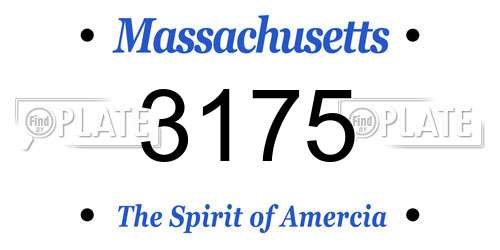 3175 Massachusetts License Plate