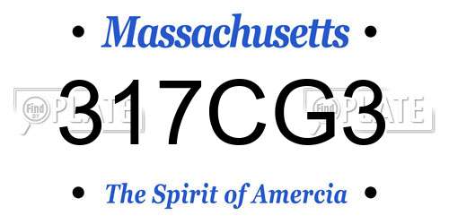 317CG3 Massachusetts License Plate