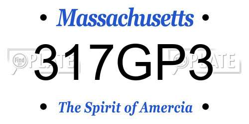 317GP3 Massachusetts License Plate
