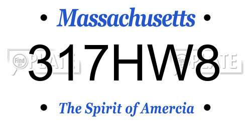 317HW8 Massachusetts License Plate