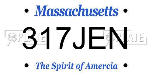 317JEN Massachusetts License Plate