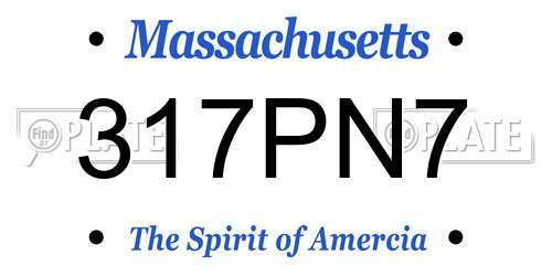 317PN7 Massachusetts License Plate