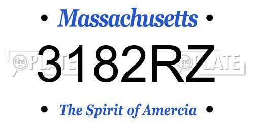 3182RZ Massachusetts License Plate
