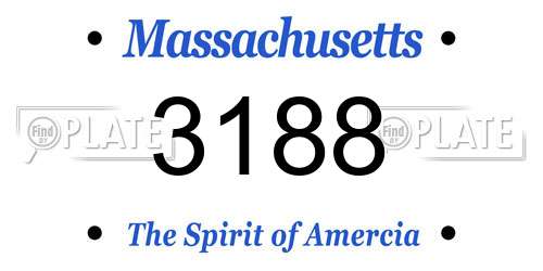 3188 Massachusetts License Plate