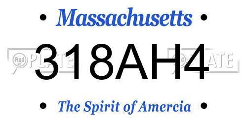 318AH4 Massachusetts License Plate