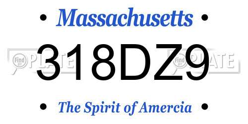 318DZ9 Massachusetts License Plate