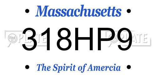 318HP9 Massachusetts License Plate