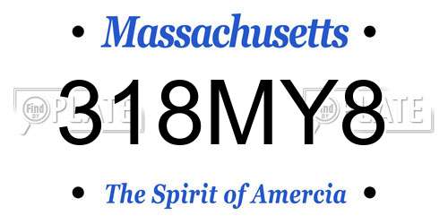 318MY8 Massachusetts License Plate