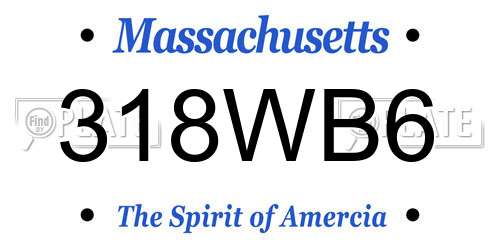 318WB6 Massachusetts License Plate
