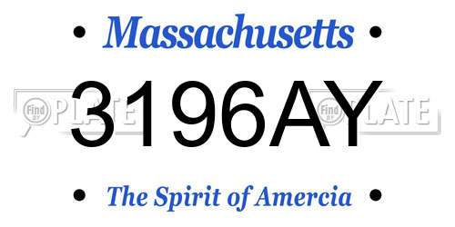 3196AY Massachusetts License Plate
