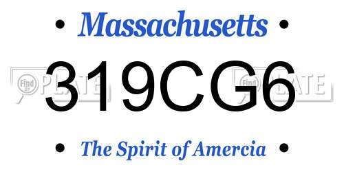 319CG6 Massachusetts License Plate